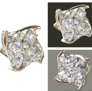 Vintage Cubic Zirconia Cocktail Ring 18k Gold Plated SZ 8 1/2